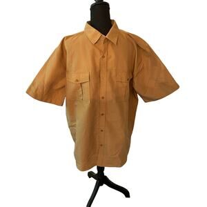 Black Lacquer Men's Short Sleeve Casual Button Up Light Brown Shirt 3XL